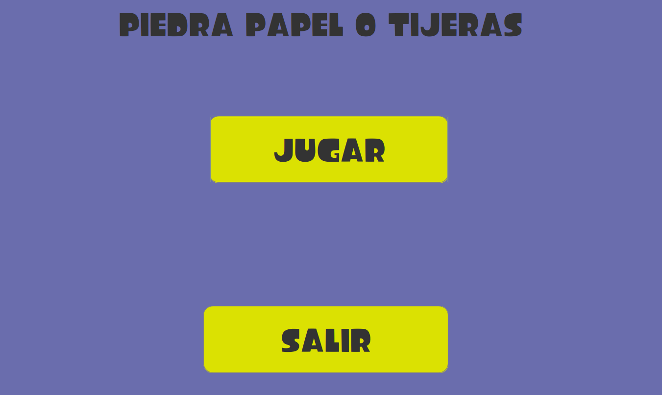 Pantalla de inicio del juego